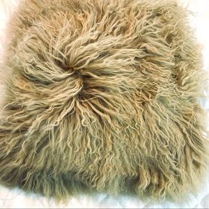 West Elm Sand Mongolian Fur Pillow